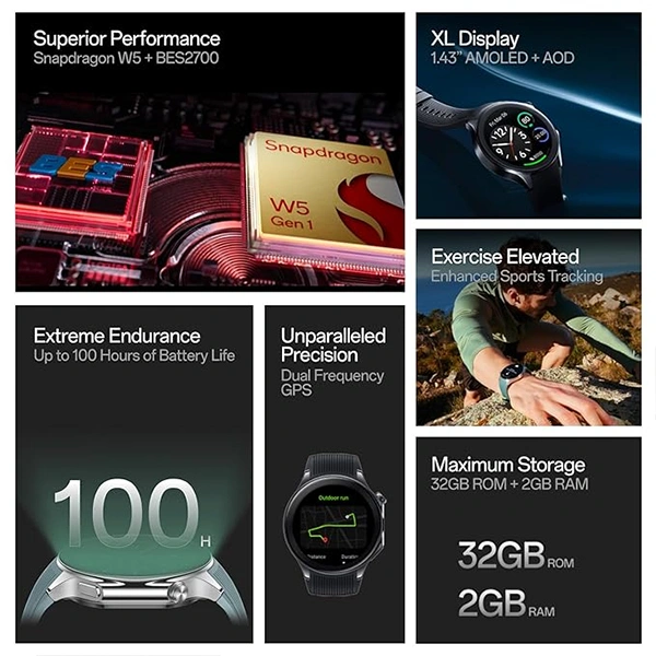 OnePlus Watch 2 Stainless Steel & BT Calling - Radiant Steel - Radiant Steel