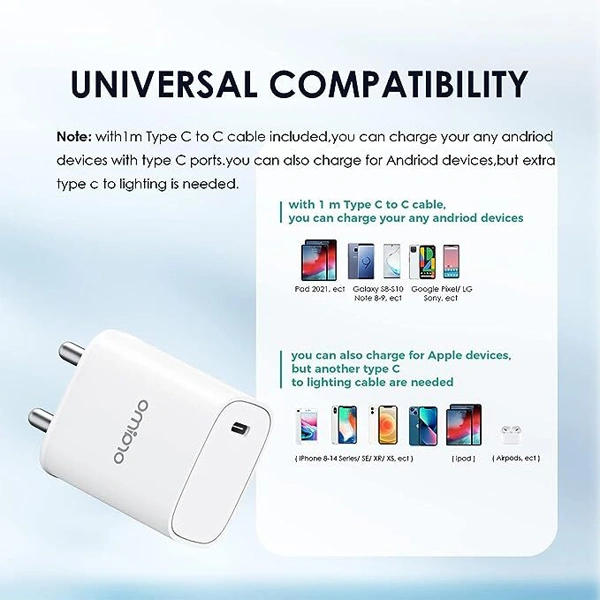 Oraimo OCW-I99S+CC54 20W Charger With Type-C To Type-C - White
