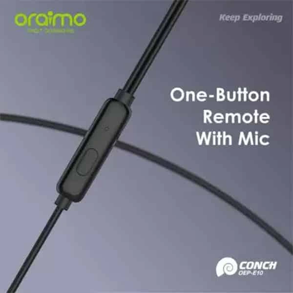 Oraimo OEP-E10 CONCH Strong Bass Earphone with Mic - White - White