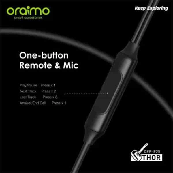 Oraimo OEP-E25 THOR Earphone with Mic - White - White