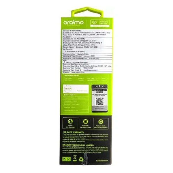 Oraimo OEP-E26 Super Bass Clear Call Earphone With Mic - White - White