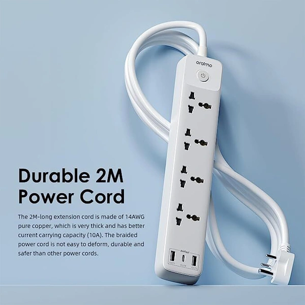 Oraimo PowerHub 2 Power Strip 2500W Extension Board with USB C Ports - White