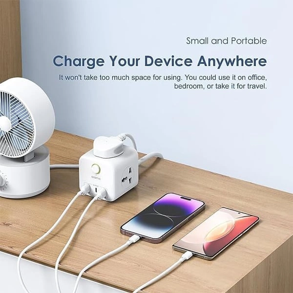Oraimo Oriamo OWS-I342 Cube Extension Boards With 3 Universal Socket - White