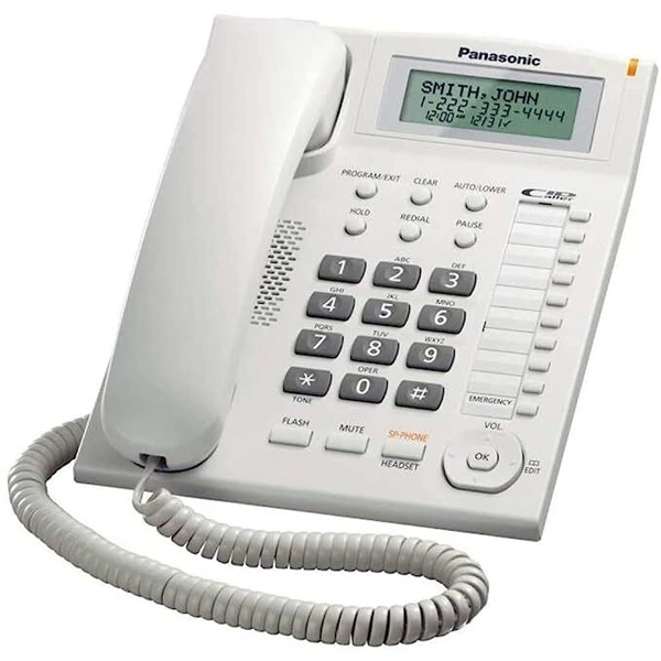 Panasonic Single Line KX-TS880MX Corded Landline Phone - White - White
