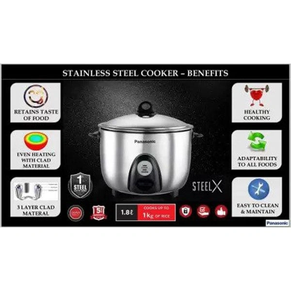 Panasonic SR-G18(SUS) 1.8 Liters Electric Rice Cooker - Silver