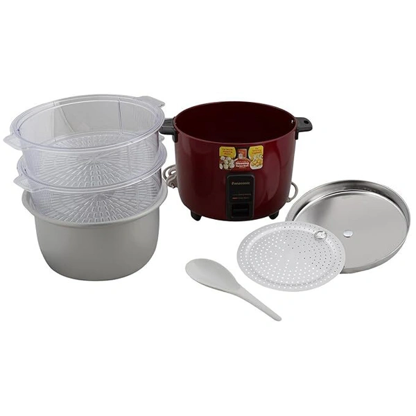 Panasonic SR-WA22HSS 2.2 Litre Automatic Momo Cooker Warmer (Burgundy) - Burgundy