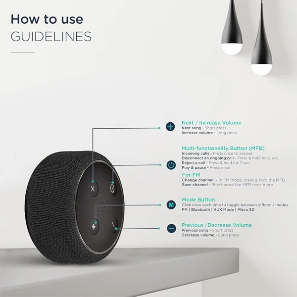 Pebble Bold 5W Bluetooth Speaker - Grey - Grey