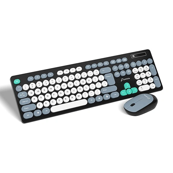 Pebble Digit001 Wireless Keyboard & Mouse - Jet Black, Whisky Brown