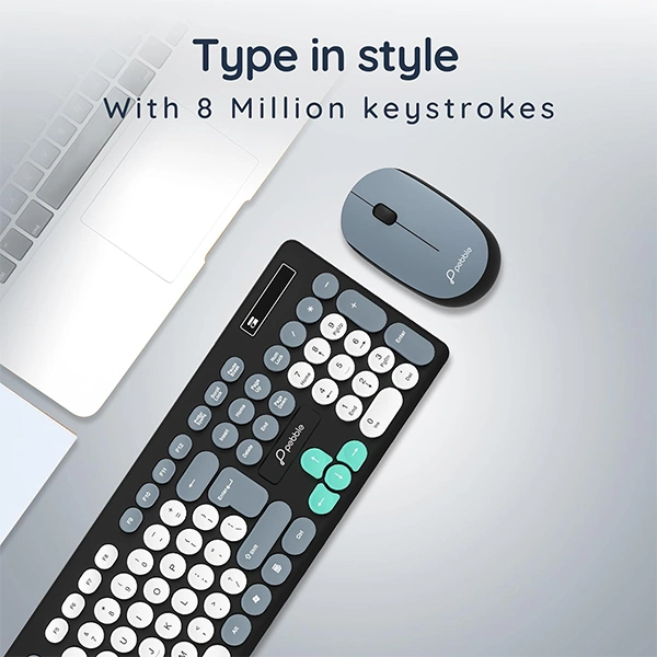 Pebble Digit001 Wireless Keyboard & Mouse - Jet Black, Whisky Brown