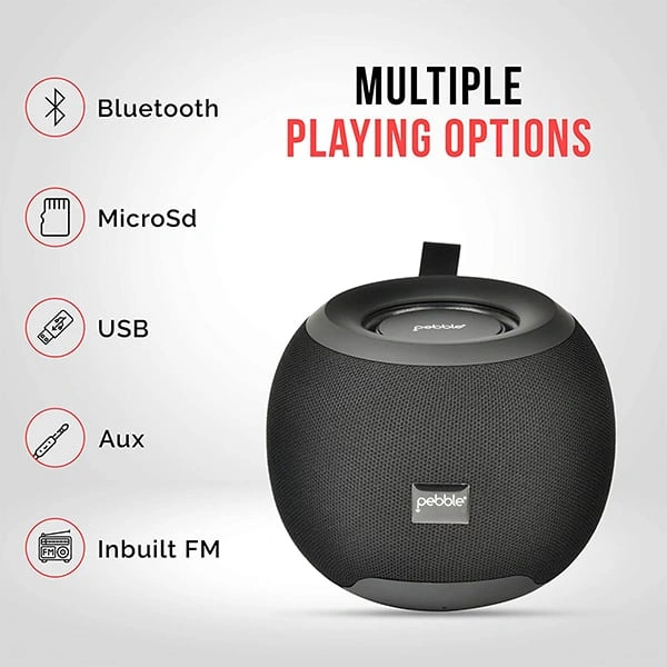 Pebble Dome Heavy Bass 5W Bluetooth Speaker - Grey - Grey
