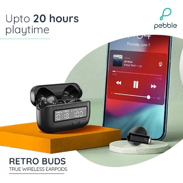 Pebble Retro Buds True Wireless Earbuds - Grey - Grey