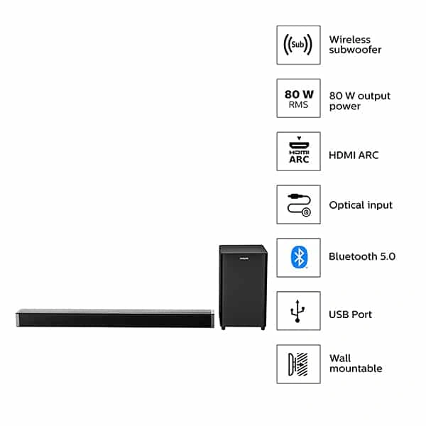 Philips Audio HTL4080/94 80W Soundbar
