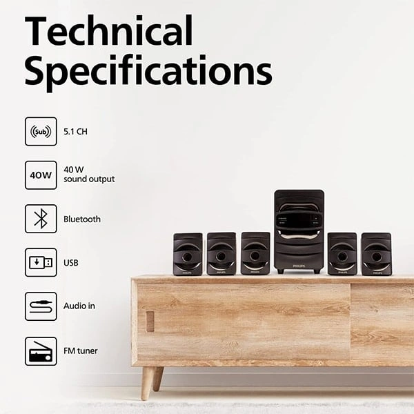 Philips Audio SPA5128B 40W Bluetooth Speaker