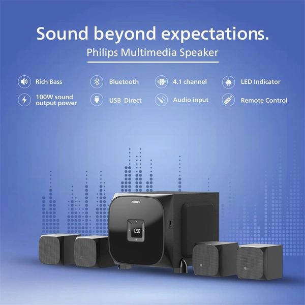 Philips Audio SPA8170B 4.1Ch 100W Bluetooth Multimedia Speaker