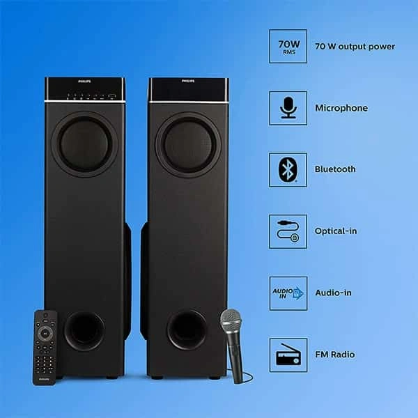 Philips Audio SPA9070 70W Tower Speaker with Mic