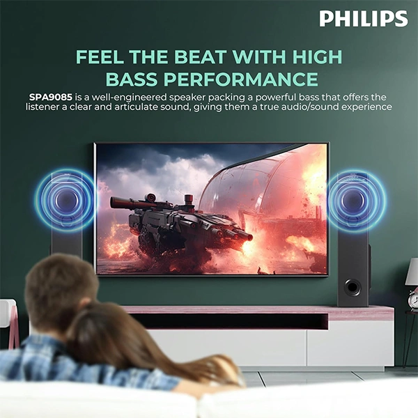 Philips Audio SPA9085 2.0CH 100W Multimedia Tower Speakers with Wireless Microphone