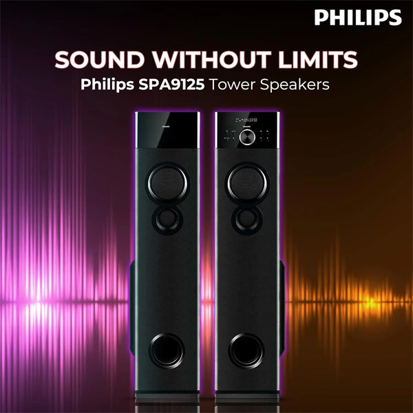 Philips Audio SPA9125 2.0CH 130W Multimedia Tower Speakers