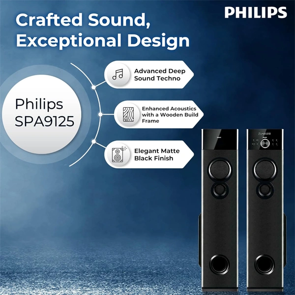 Philips Audio SPA9125 2.0CH 130W Multimedia Tower Speakers