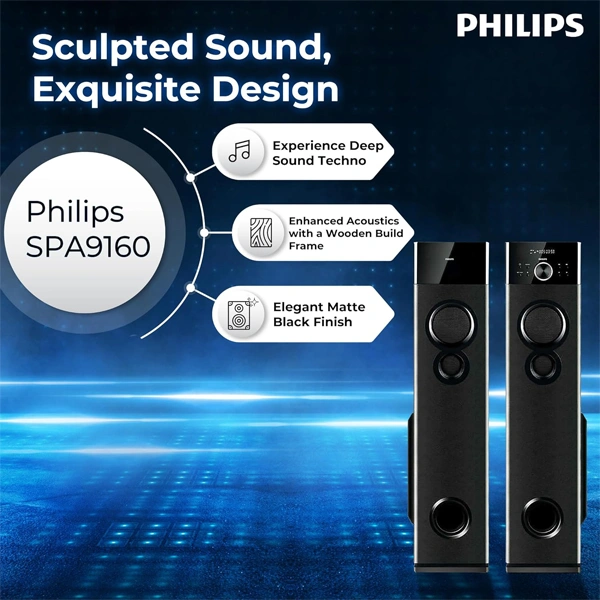 Philips Audio SPA9160 2.0CH 160W Multimedia Tower Speakers
