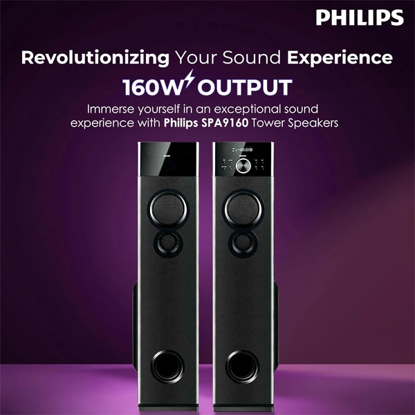 Philips Audio SPA9160 2.0CH 160W Multimedia Tower Speakers