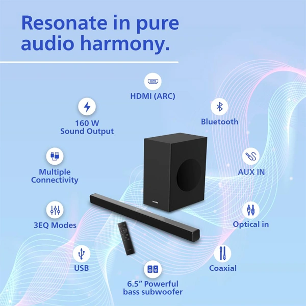 Philips Audio TAB4228/94 2.1CH 160W Bluetooth Soundbar