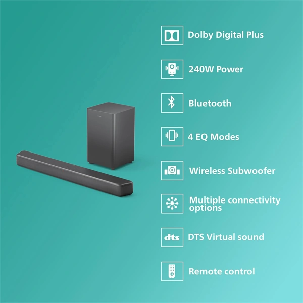 Philips Audio TAB5309 2.1CH 240W Bluetooth Soundbar