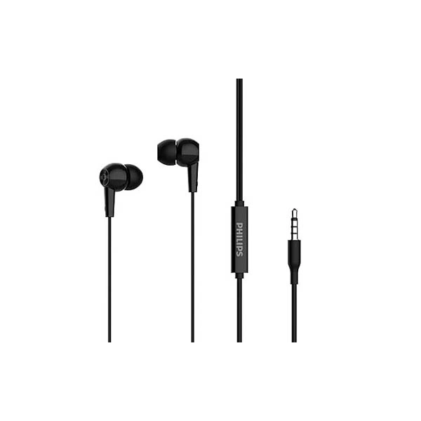 Philips Audio TAE1107BK Wired in-Ear Earphones with Built in Mic - Black, White