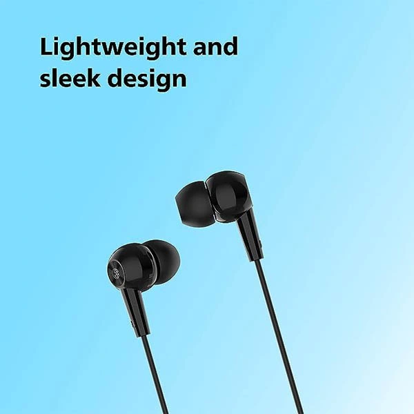 Philips Audio TAE1107BK Wired in-Ear Earphones with Built in Mic - Black, White