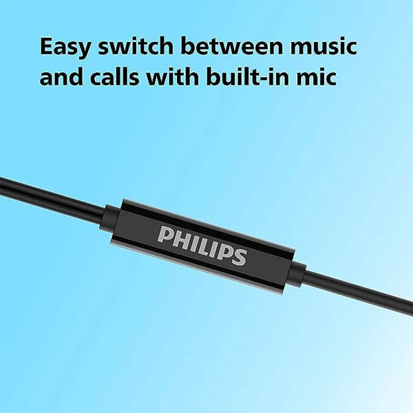 Philips Audio TAE1107BK Wired in-Ear Earphones with Built in Mic - Black, White