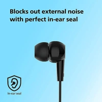 Philips Audio TAE1107BK Wired in-Ear Earphones with Built in Mic - Black, White
