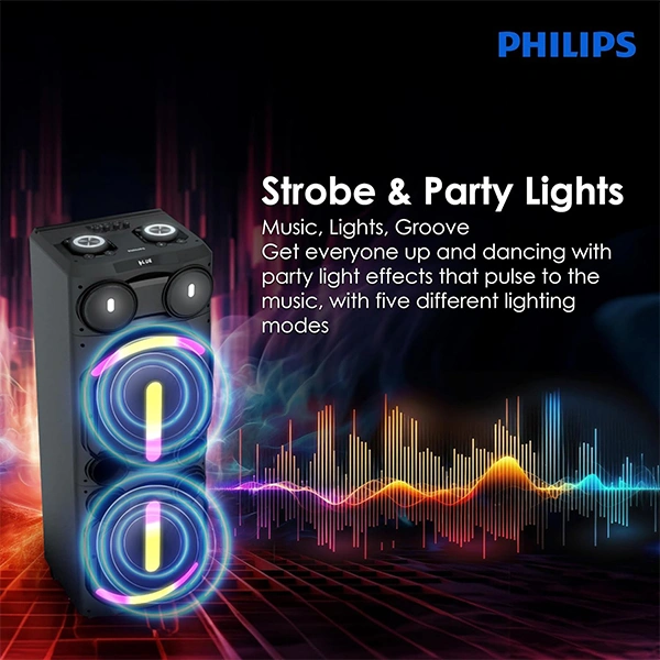 Philips Audio TAX5708 Bluetooth Party Speaker with Dynamic Bass Boost & Karaoke (400W Max Output)