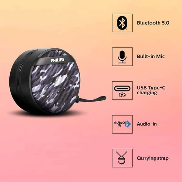 Philips BT2003 3W Mini Portable Bluetooth Speaker
