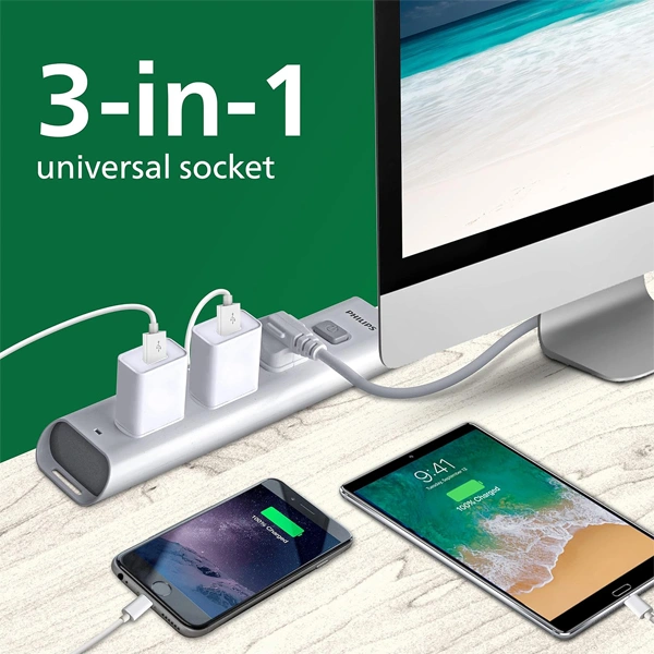 Philips CHP2432W Power Strips with 3 Universal Socket - 1.4M