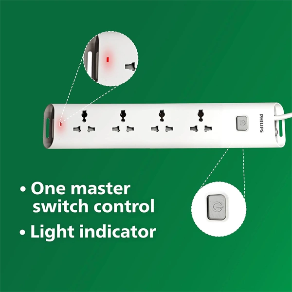 Philips CHP2442W Power Strips with 4 Universal Socket - 1.4M