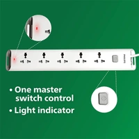 Philips CHP2452W Power Strips 5 Universal Socket Single Switch - 1.4M