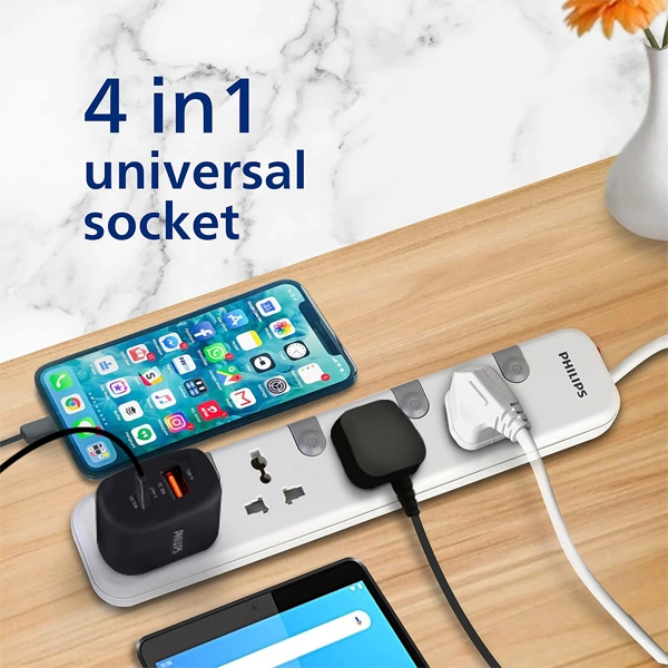 Philips CHP3441W Power Strips with 4 Universal Socket - 1.4M