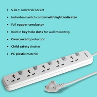 Philips CHP3451W Power Strips with 5 Universal Socket - 1.4M