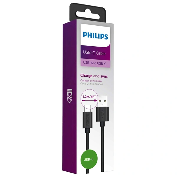 Philips DLC3104A/00 USB A to Type C Cable - 1.2M