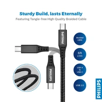 Philips DLC5206A/00 USB A to USB-C Braided Charging Cable - 2M