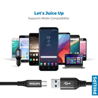 Philips DLC5206A/00 USB A to USB-C Braided Charging Cable - 2M