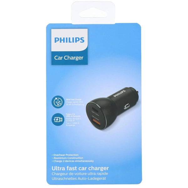 Philips DLP2521 36W Dual USB Car Charger with Rapid Charging