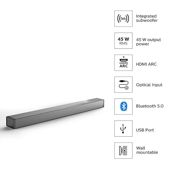 Philips HTL1045/94 With HDMI ARC 45W Bluetooth Soundbar