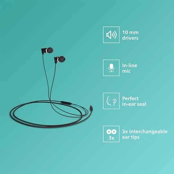 Philips TAE1136 Wired Earphones with built in Mic
