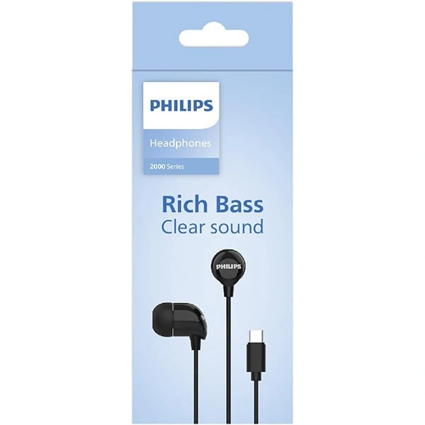 Philips TAE2146BK/00 USB-C In-Ear Wired Earphones - Black - Black