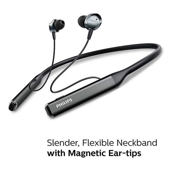 Philips TAPN505 Neckband Earphones with Active Noise Cancellation - Black, White