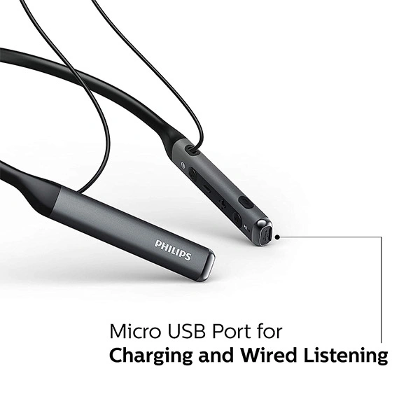 Philips TAPN505 Neckband Earphones with Active Noise Cancellation - Black, White