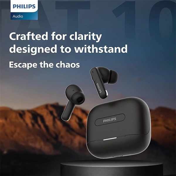 Philips PHILIPS TAT1050BK/94 Truly Wireless Earbuds with ANC - Black - Black