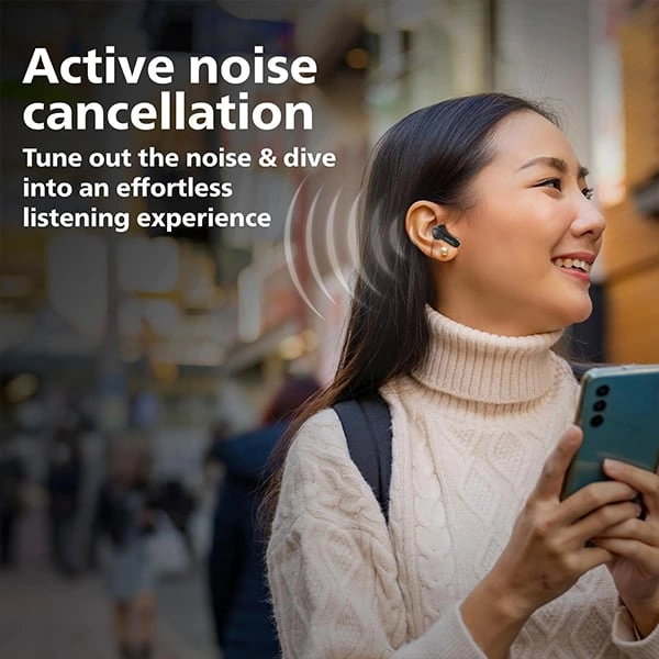 Philips PHILIPS TAT1050BK/94 Truly Wireless Earbuds with ANC - Black - Black