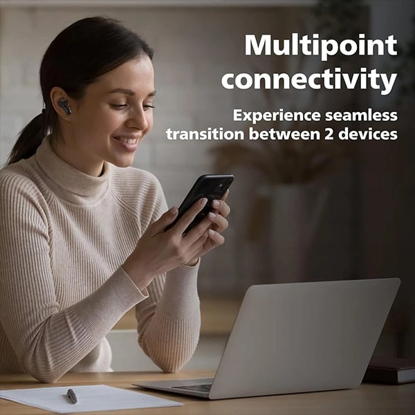 Philips PHILIPS TAT1050BK/94 Truly Wireless Earbuds with ANC - Black - Black