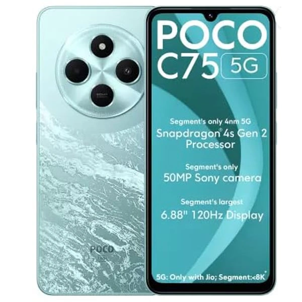 POCO C75 5G Android Phone (4GB RAM, 64GB Storage) - Enchanted Green - Enchanted Green